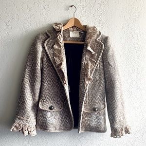 Vintage Cream and Brown Blazer